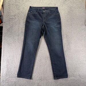 Vintage NYDJ Jeans Womens 12 Blue Cotton Denim Ankle Straight Faded Stretch USA